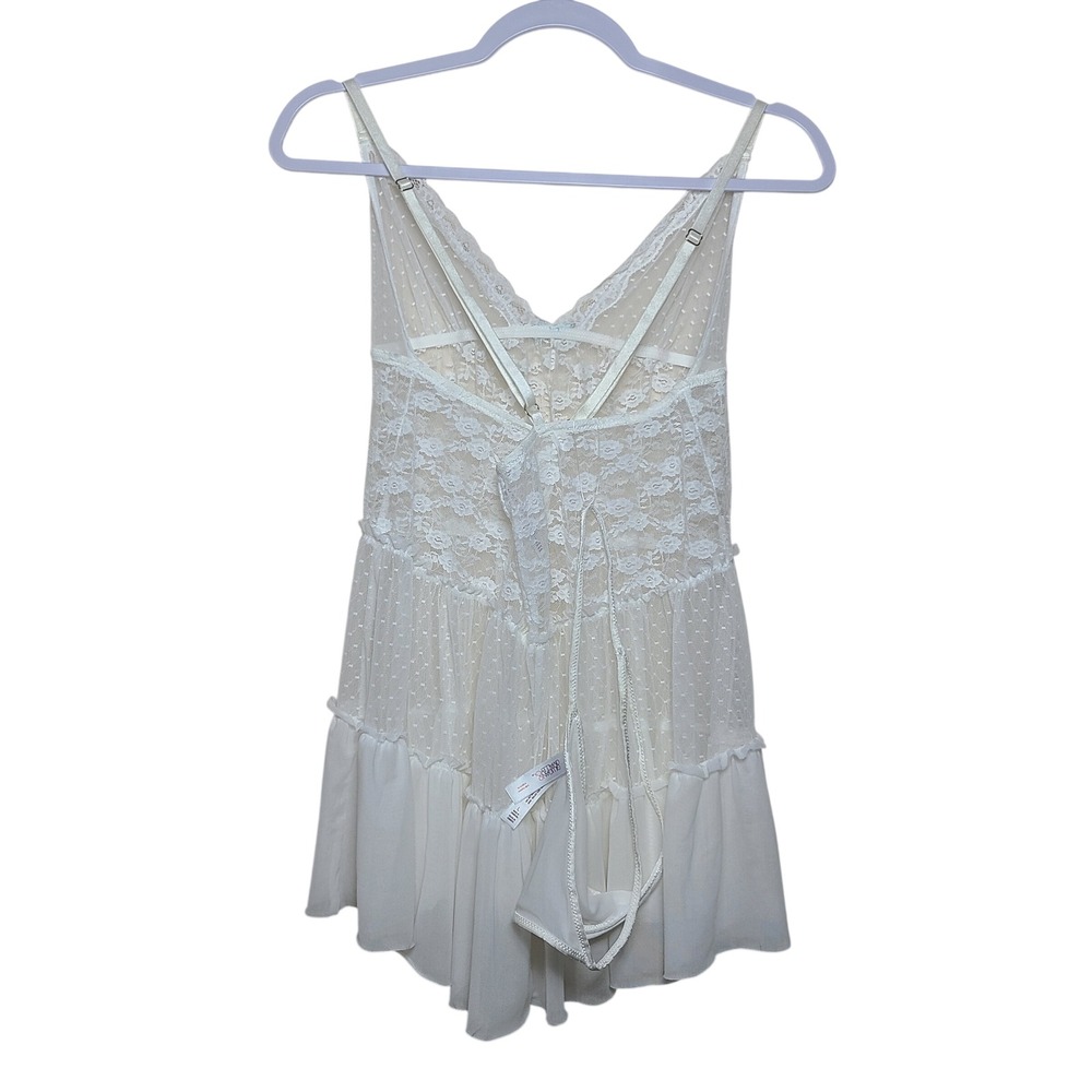 Gilligan & O'Malley‎ White Lace Babydoll Set L w/ Thong Lingerie Bridal Coquette - Picture 8 of 8